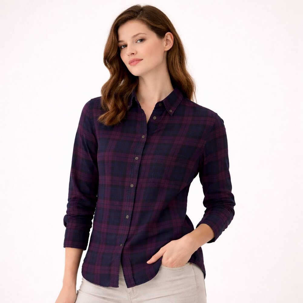Uniqlo Plaid Flannel Shirt Button Down Cotton Normcore Classic Fit